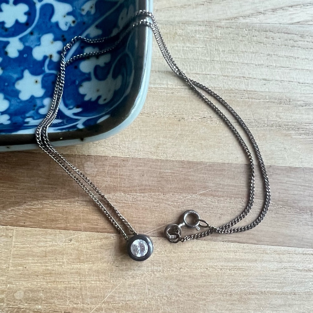 Vintage 925 Sterling silver minimal pendant necklace
